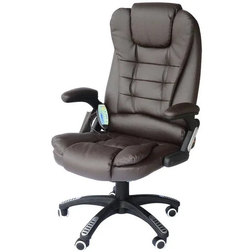 "Massage executive chair with heat function gaming chair rotatable brown image"