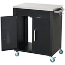 Stainless steel kitchen cart with kitchen cabinets, black