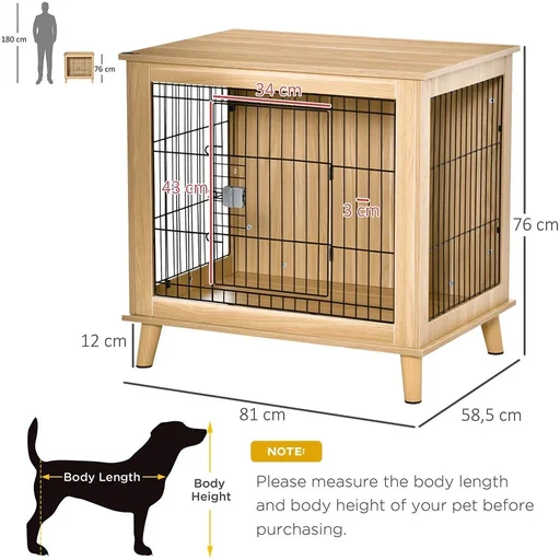 "Wooden dog cage with table surface raised design dog crate for medium dogs indoor home animal cage pet image"