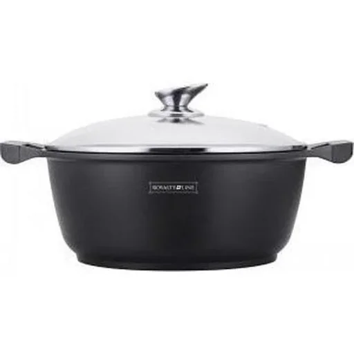 "Marble casserole with black glass lid - 24 cm image"
