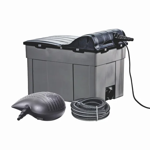 "Complete pond filter set "FPU16000-00" with 3 chambers, 18 watt UVC pond clarifier & filter pump, for pond sizes up to 16,000 liters image"