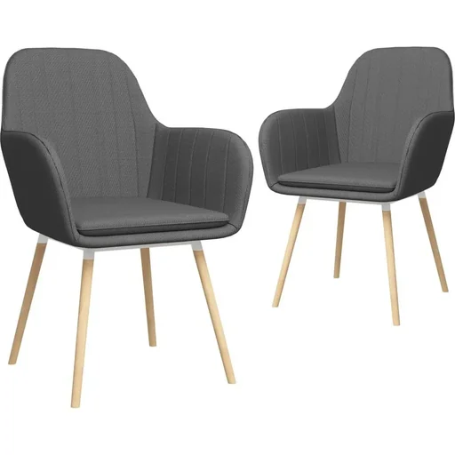 "Dining room chairs with armrests 2 pieces fabric dark grey image"