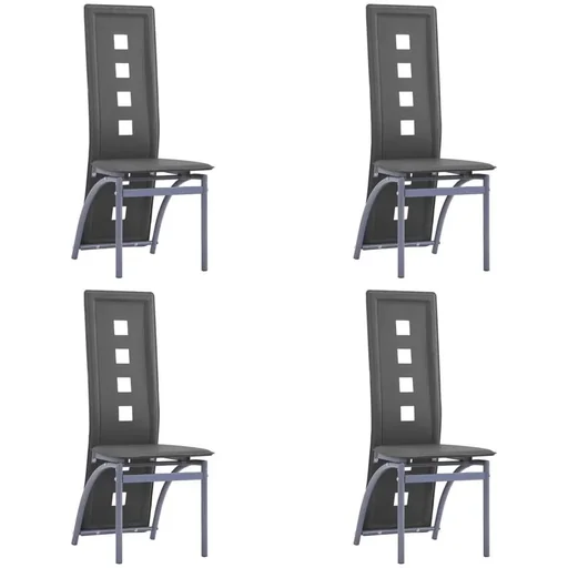 "Dining room chairs 4-seater faux leather grey image"