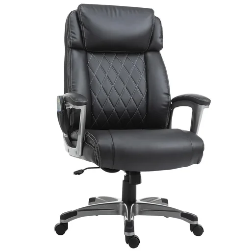 "Massage office chair 6-point massage swivel chair made of imitation leather with curved headrest and armrest Black 70 x 76.5 x 114 image"