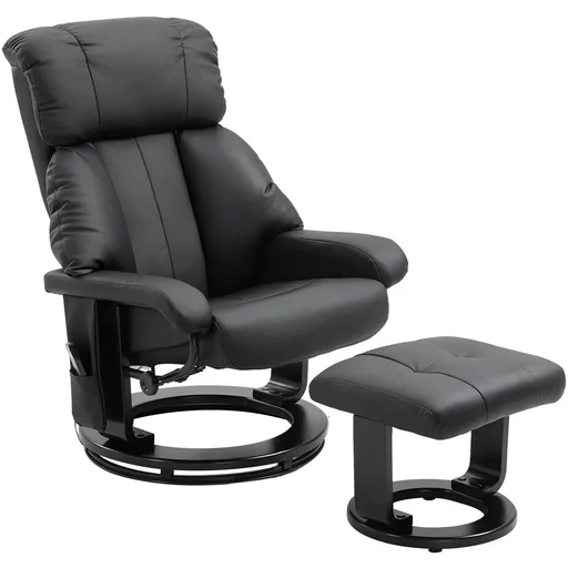 "Massage chair TV chair armchair with stool massage function velvety polyester black 76 x 80 x 102 cm image"