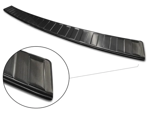 "Stainless steel loading sill protector, VW Transporter T6-135.9cm, '15-'19>graphite/black, OEM quality, brushed image"