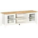 TV lowboard TV table TV cabinet for TVs up to 60 inches with 2 glass doors shelf adjustable white+oak 140 x