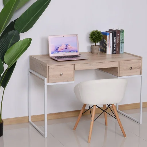 "Desk computer table office table laptop table work table 3 x drawer adjustable storage box image"