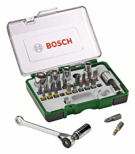 "Screwdriver bit and ratchet set, 27 pieces image"