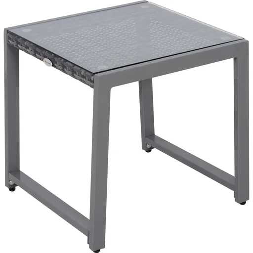 "Polyrattan garden table with tempered glass image"