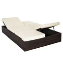2-person lounger XL polyratan brown - cream 193 x 160 x 33cm