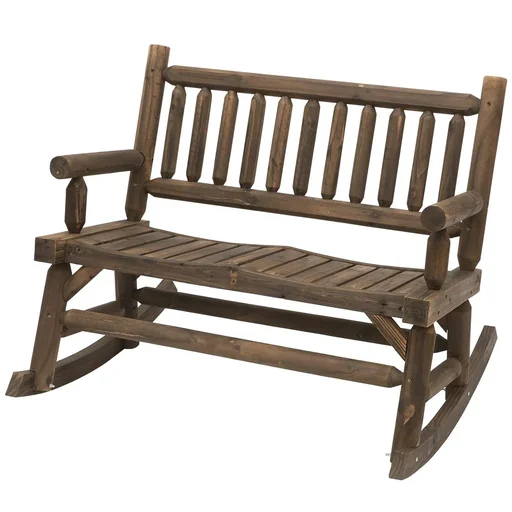 "Rocking bench with armrest dark brown image"