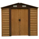 Tool shed in imitation wood grain