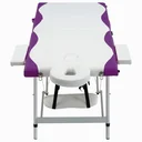 Folding massage table 3 zones aluminum white and purple