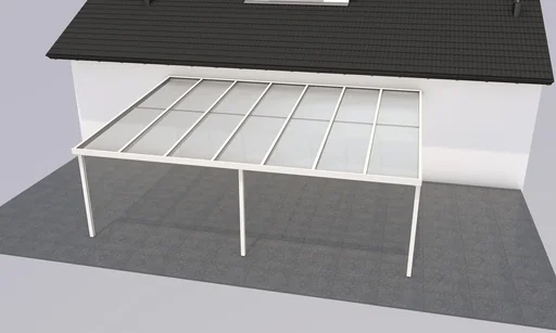 "Patio roof Premium, white, 7120 x 5060 mm - Polycarbonate multi-wall sheets 16 mm, clear image"