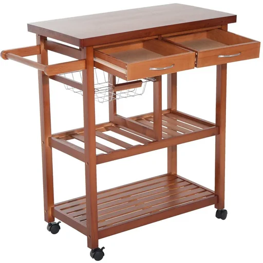 "Kitchen trolley serving trolley with wooden drawers image"
