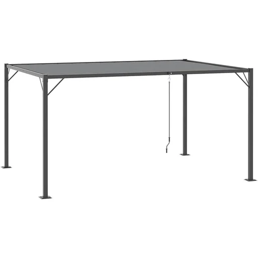 "Pavilion with slatted roof 4 x 3 m with hand crank Adjustable roof Weatherproof Aluminium Grey image"