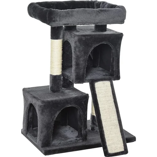 "Scratching post with cozy caves image"