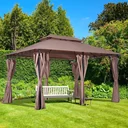 Pavilion garden pavilion party tent garden tent marquee double roof 3x4m black+coffee