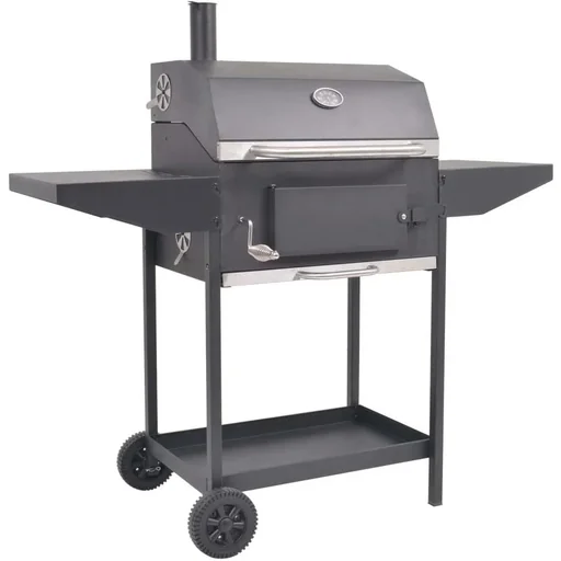 "Charcoal grill with lower shelf black image"