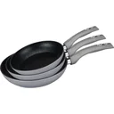 Herenthal 3-piece frying pan set - marble-coated frying pans - 20, 24, 28 cm - silver