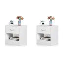 2 pieces bedside table white 39x28x41cm