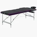 Foldable massage table with 3 zones (aluminum, black and purple)