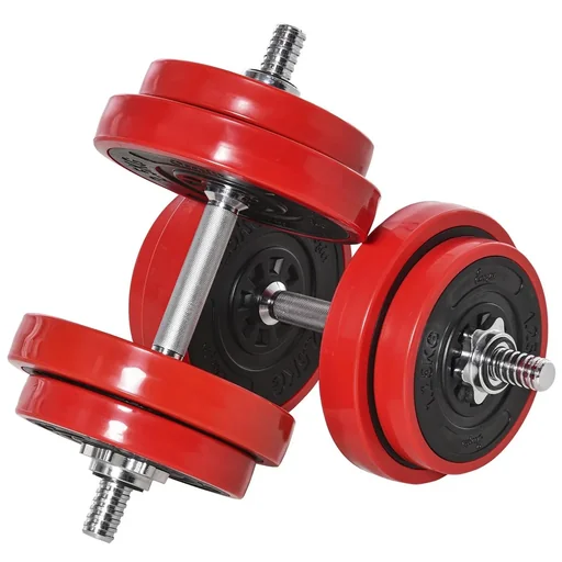 "Dumbbell set 20/30KGS 2-IN-1 dumbbells & barbells adjustable weight lifting for home fitness muscle red + black 21.5 x 21. image"