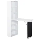 Folding desk with 6 compartments, bookcase with 3 shelves, computer desk, office desk, E1 chipboard, metal frame, white 98 x