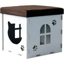Cat cave, cat cabinet, cat house, hiding place, stool, cube, white