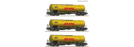 "Set of three 4-axle tank wagons, type Zacns, of the GATX DHL image"
