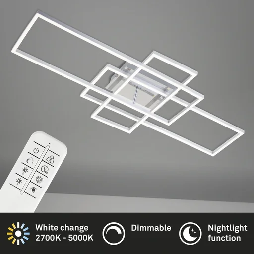"LED wall and ceiling light, 104 cm, CCT, 5500 lumens, 55 watts, aluminum-chrome image"
