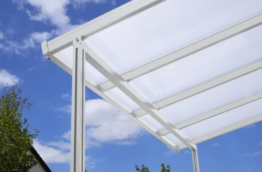 "Patio roof Premium, white, 4102 x 4060 mm - Polycarbonate multi-wall sheets 16 mm, bronze image"