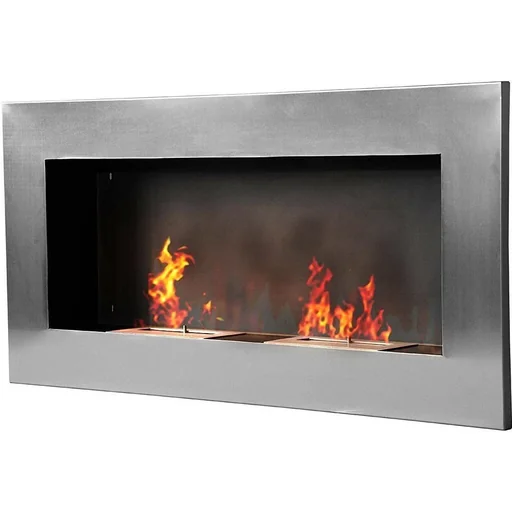 "Wall fireplace with 2 fuel containers silver image"