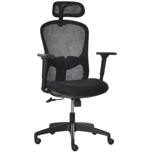 "Office chair with rocker function, headrest, home office chair, height-adjustable desk chair, ergonomic, 360° swivel wheels image"