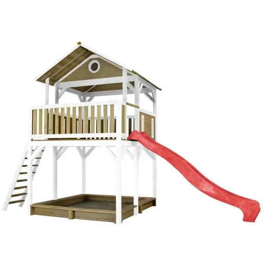 "Woody Play Tower Brown/White - Red Slide image"