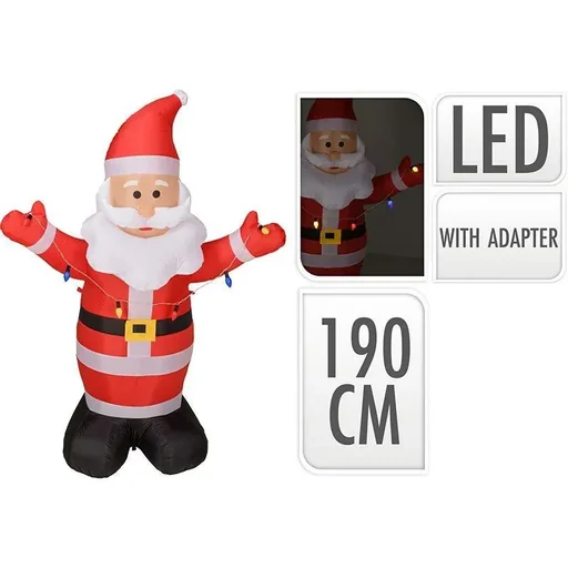 "Inflatable Santa Claus - with colored lights - 190 cm image"