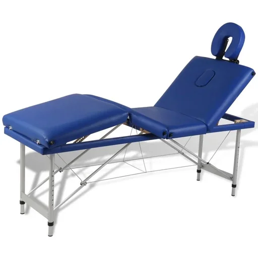 "Foldable massage table with aluminum frame (four sections / blue) image"
