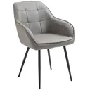 Dining chair with backrest armrest modern kitchen chair armchair for tall people artificial leather foam metal gray