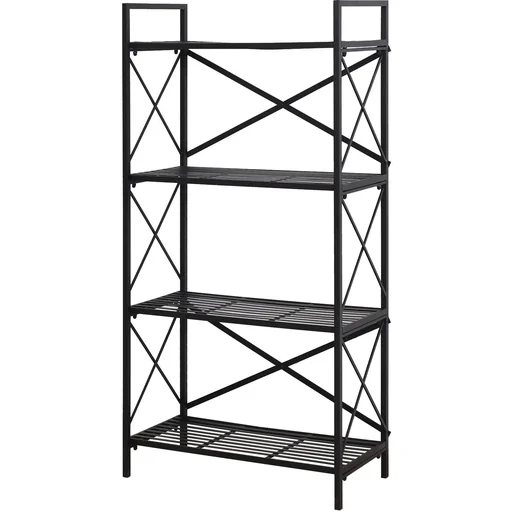 "Freestanding shelf, bookcase, storage shelf, plant shelf, shoe rack, metal, black, 80 x 40 x 160 cm image"