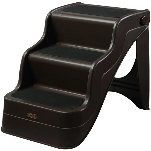 "Dog stairs pet stairs 3 steps foldable dark brown image"