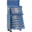 Mobile workshop trolley, lockable with 16 drawers, blue