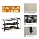 2-in-1 wardrobe set hallway wardrobe with bench wall wardrobe for entrance area, 6 hooks, natural + black, 75 x 30 x 45 cm