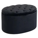 Bench Upholstered bench with storage space Chest bench Oval shape Hallway Bedroom Living room Velvety polyester Rubberwood Sch