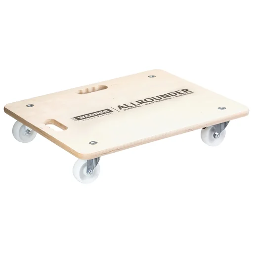 "Transport aid MM 1116, 59 x 49 x 11 cm, hard castors Ø 75 mm, roller bearings, 2 brakes, Multiplex FSC®, load capacity 250 kg image"