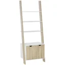Freestanding shelf, bookcase, 3-tier office shelf, storage shelf, filing cabinet, kitchen shelf, chipboard, oak+white, 60 x 40 x 170 cm