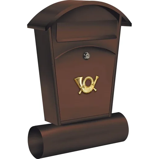 "Mailbox with newspaper holder and 2 keys - brown - 480x280x80 mm image"