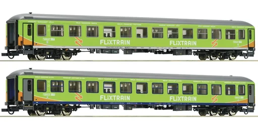 "2-piece car set: passenger car, Flixtrain image"