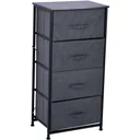 Drawer cabinet storage cabinet with 4 foldable fabric drawers metal frame + wood + linen gray 45 x 30 x 92 c