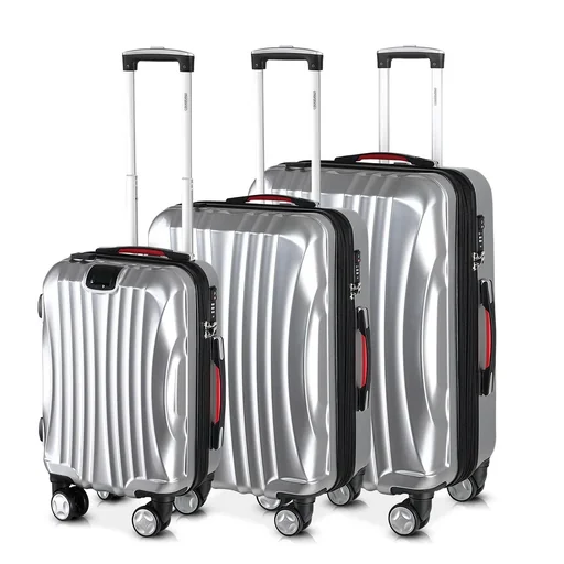 "Hard-shell suitcase set Ikarus Silver M/L/XL image"